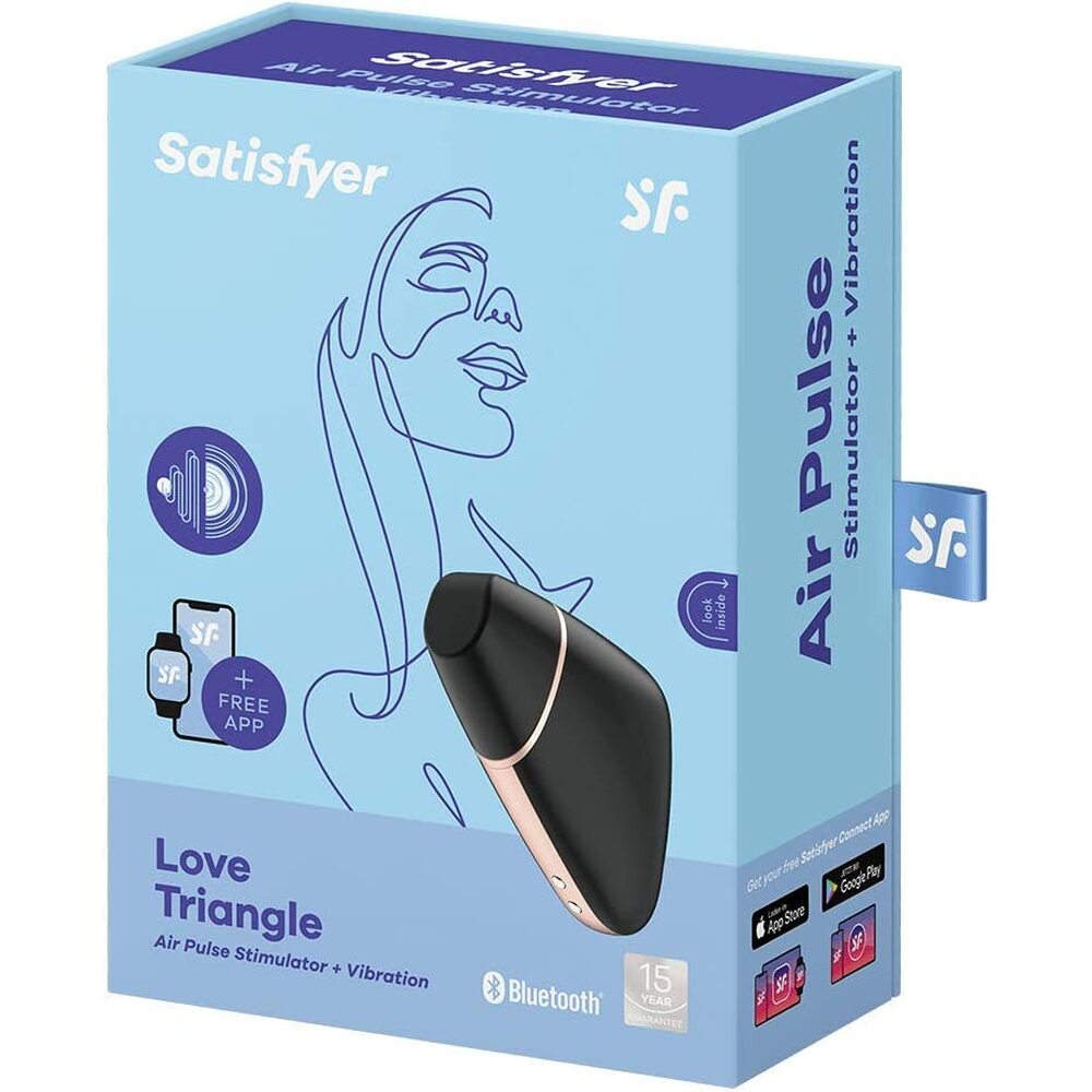 Satisfyer Air Pulse Stimulator packaging with product illustration on a light blue background