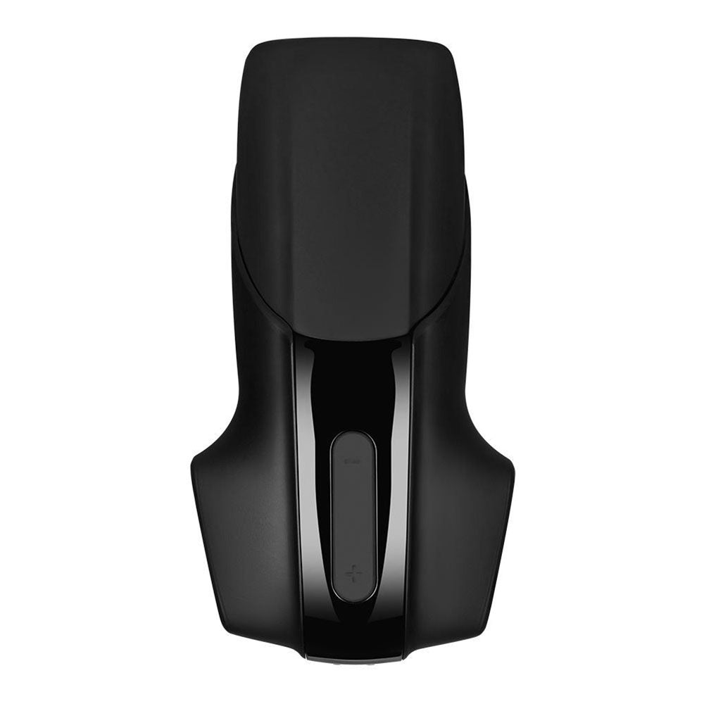 Black motorcycle seat on a white background