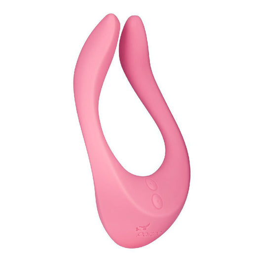 Pink W-shaped object on a white background