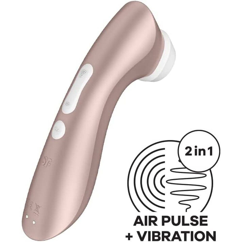 Rose gold electronic device with '2in1 Air Pulse + Vibration' feature on a white background