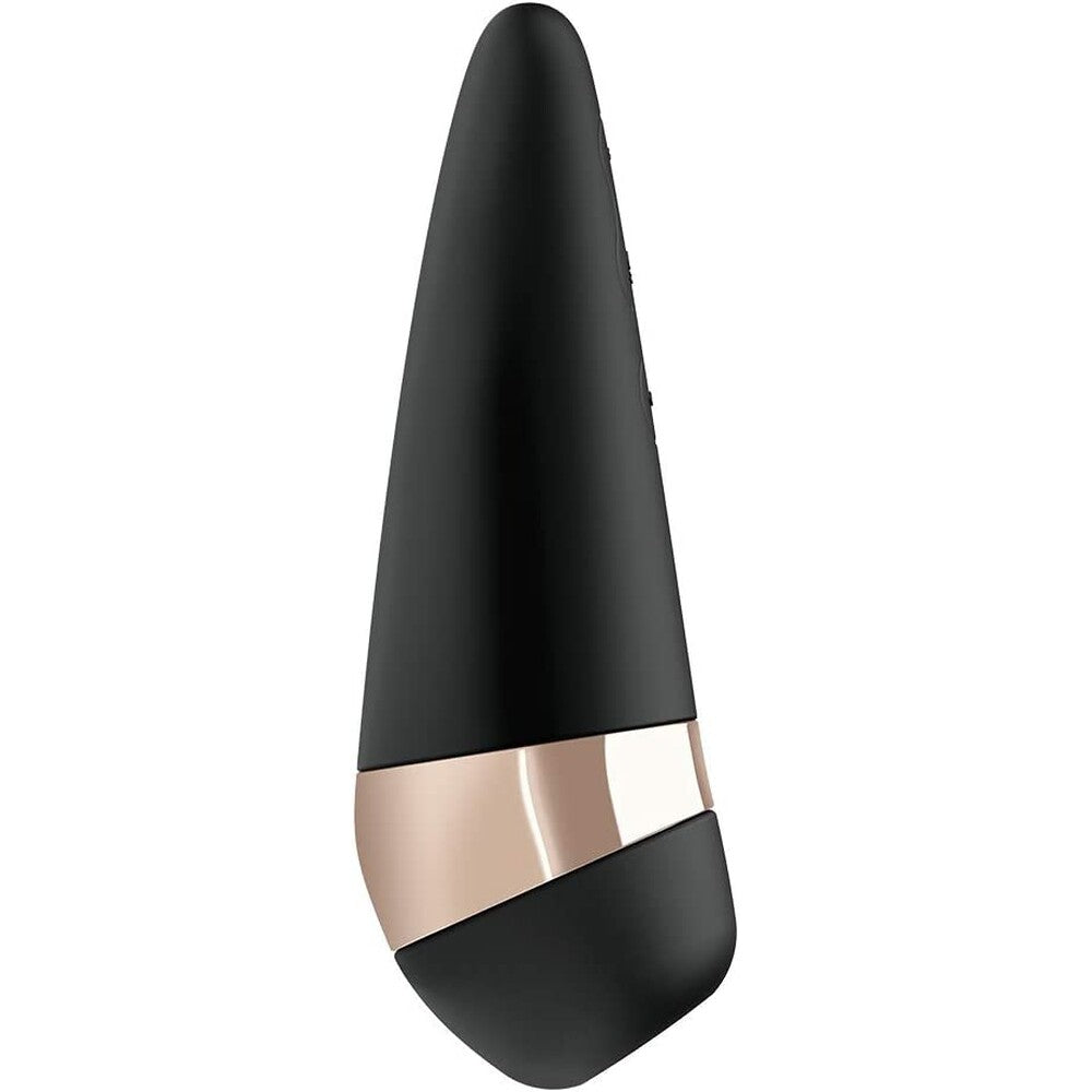 Black and rose gold cylindrical object on a white background