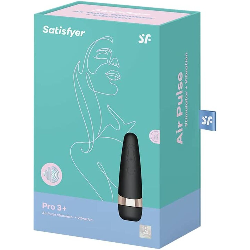 Satisfyer Pro 3+ Air Pulse Stimulator packaging on a white background