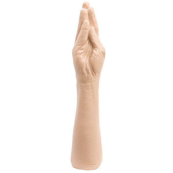 Beige disposable glove on a white background