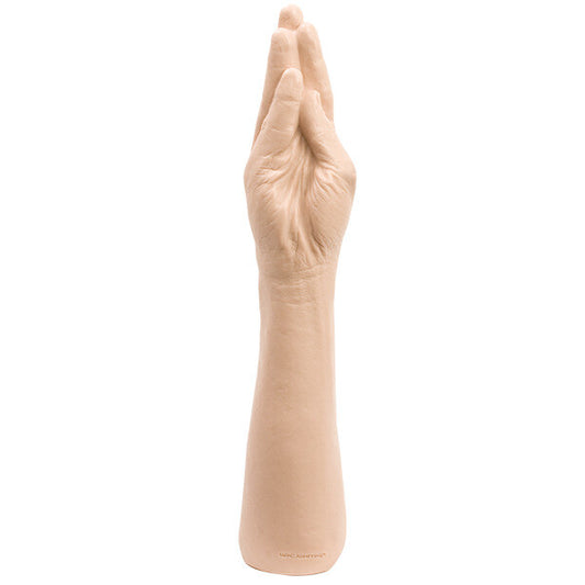 Beige disposable glove on a white background