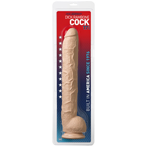Product packaging of a 'Dick Rambone Cock' with branding and text on a white background