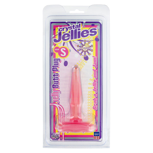 Pink jelly plug in packaging with 'Crystal Jellies' branding on a white background
