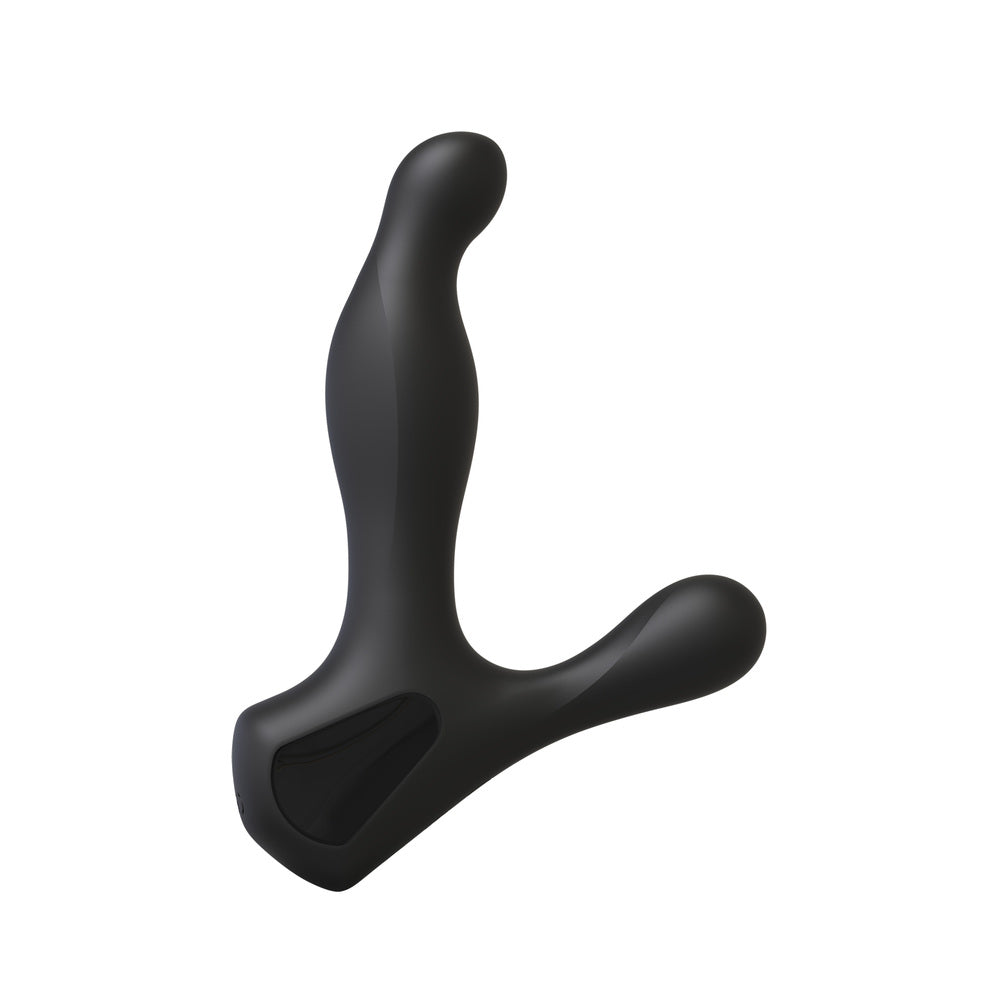 Black plastic hook on a white background