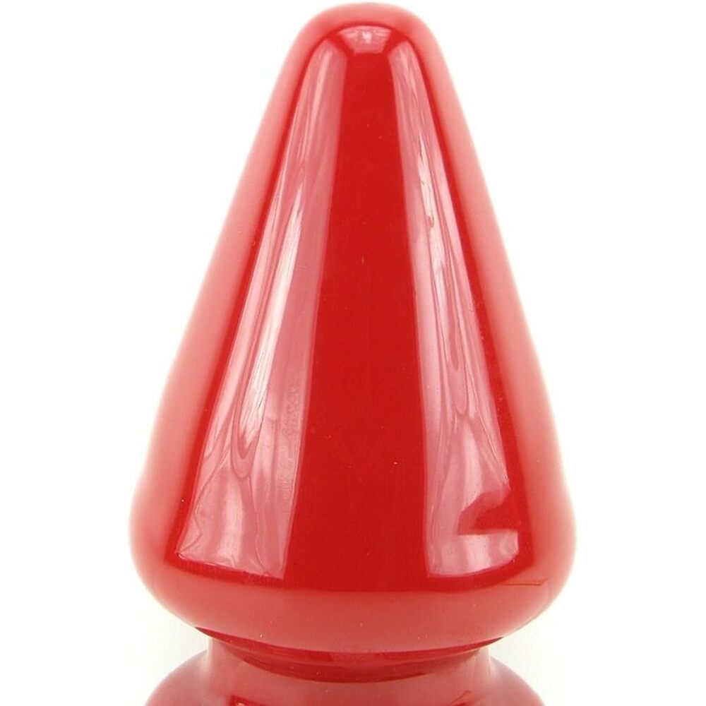 Red plastic cap on a white background