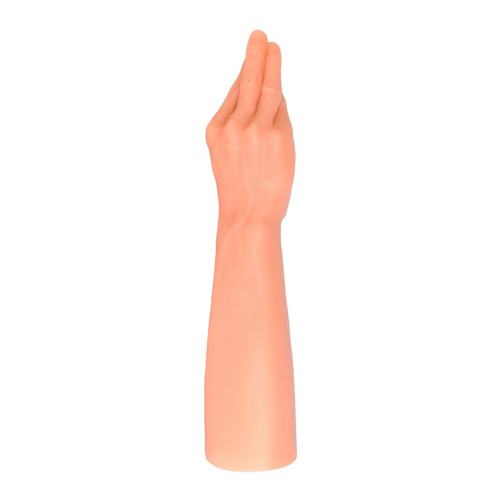 Beige rubber glove on a white background