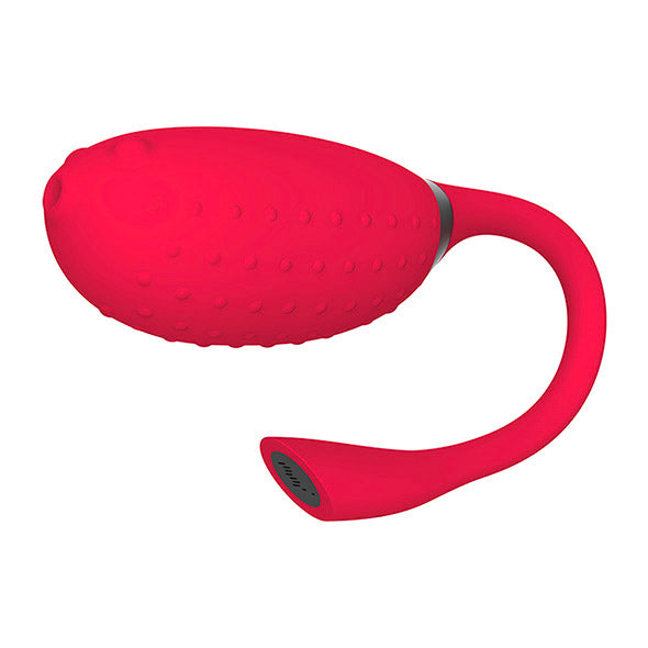 Red silicone ring with a handle on a white background