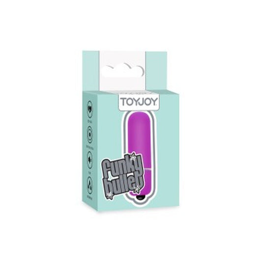 A small, purple bullet vibrator with a sleek and simple design, showing the vibrator's body and a small black button at the base.