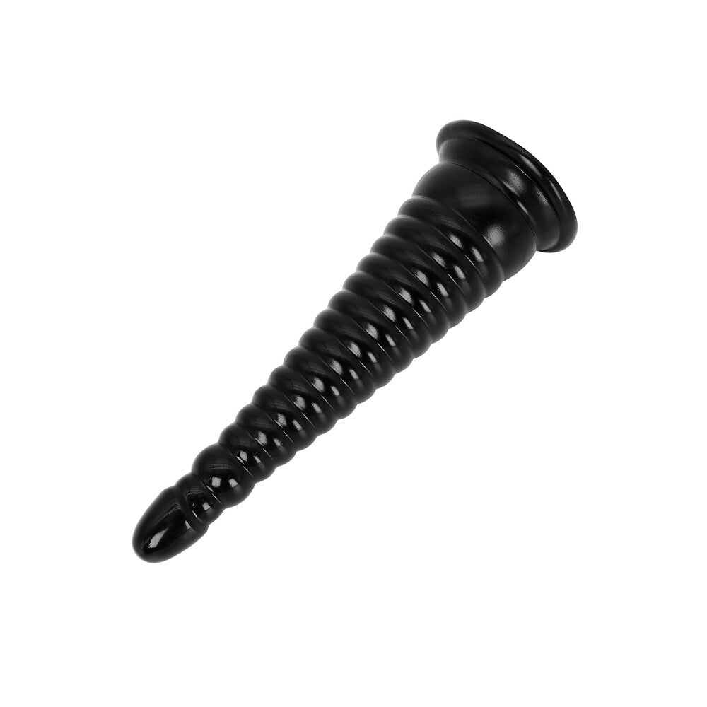 Black plastic screw on a white background