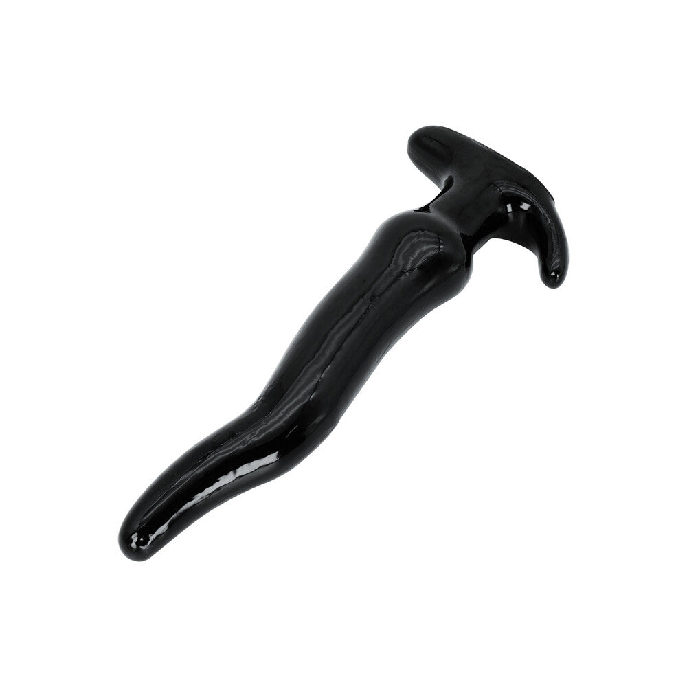 Black ceramic hammer-shaped object on a white background