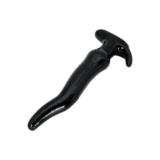 Black ceramic hammer-shaped object on a white background