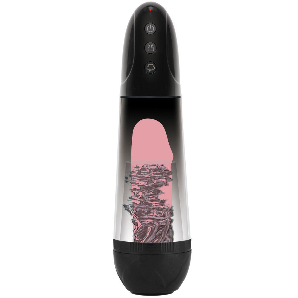 Black and pink electronic device with control buttons on a white background