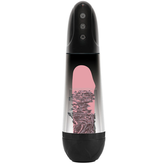 Black and pink electronic device with control buttons on a white background