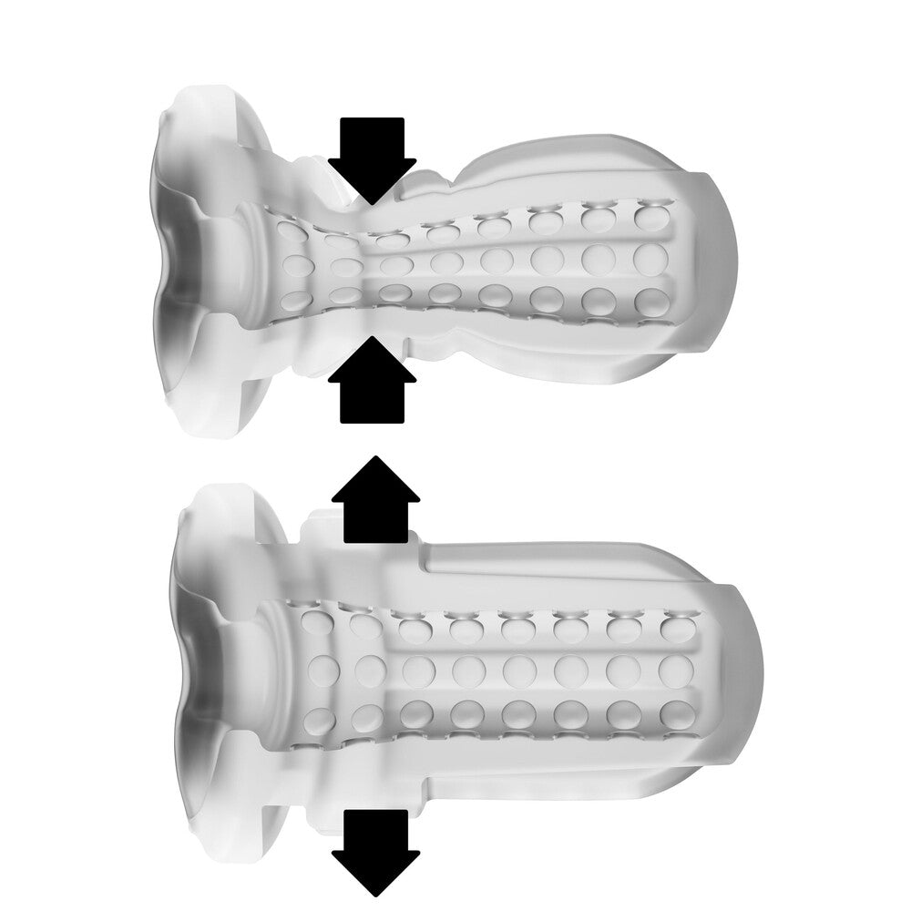 White inflatable raft with arrows indicating inflation and use.