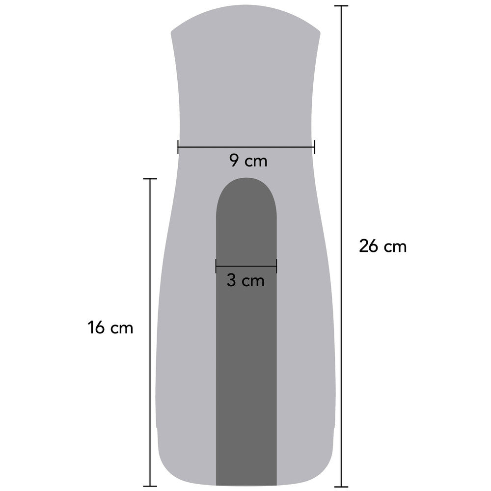 Gray shoe with measurements on a white background