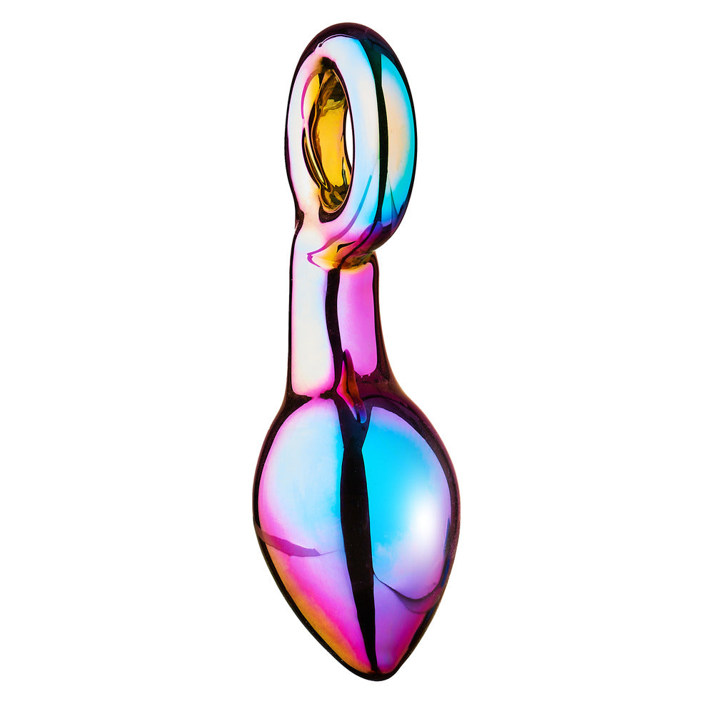Multicolored spoon-shaped object on a white background