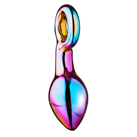 Multicolored spoon-shaped object on a white background