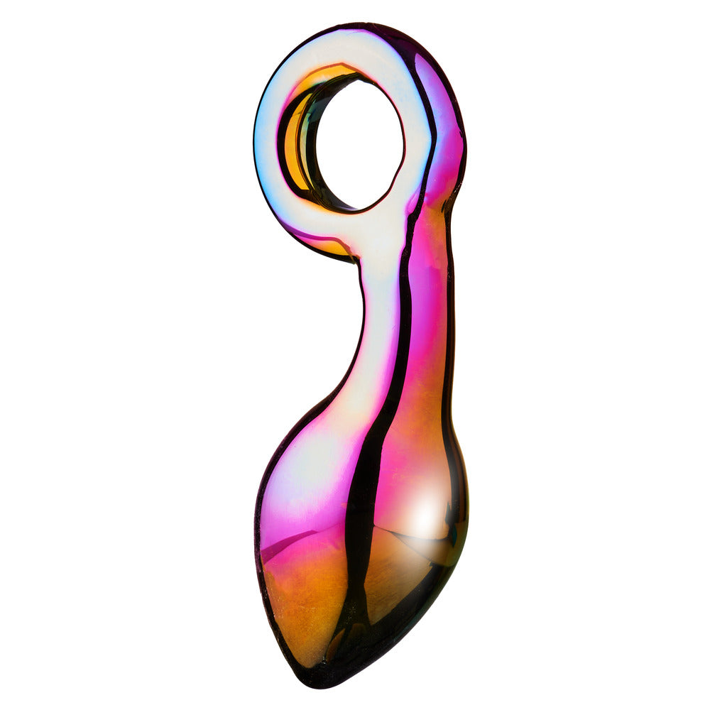 Multicolored glass object on a white background