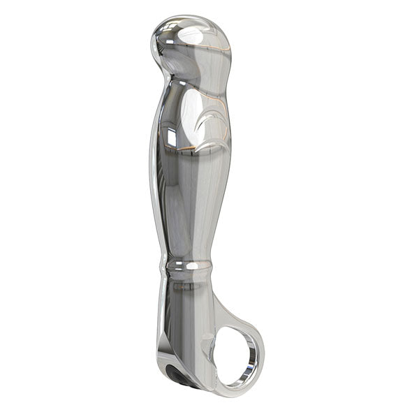 Silver bottle opener on a white background