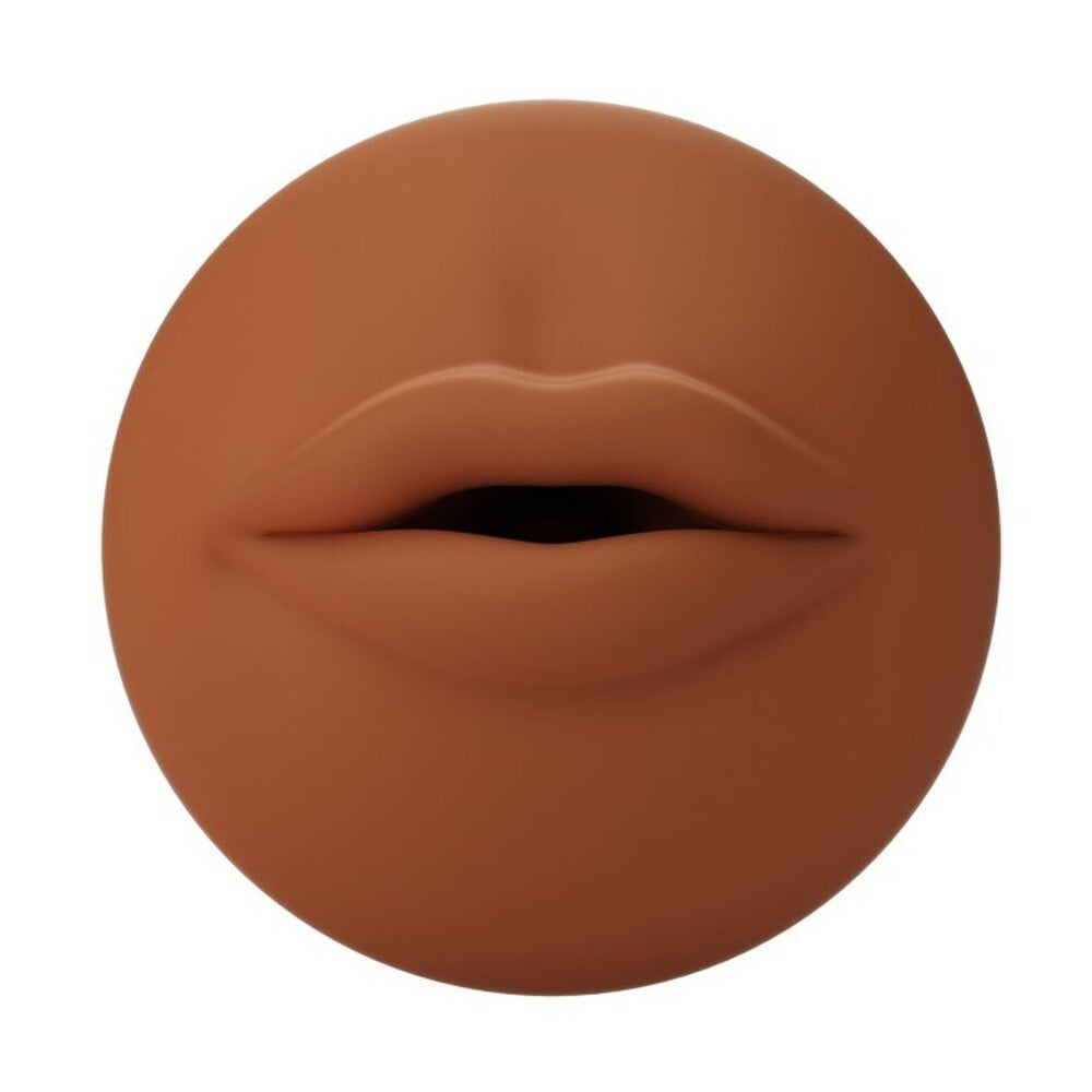 A flesh brown silicone mouth sleeve for the Autoblow A.I. sex toy.