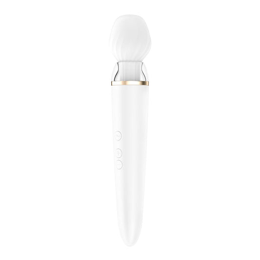 White electronic device with a bulb-like top on a white background