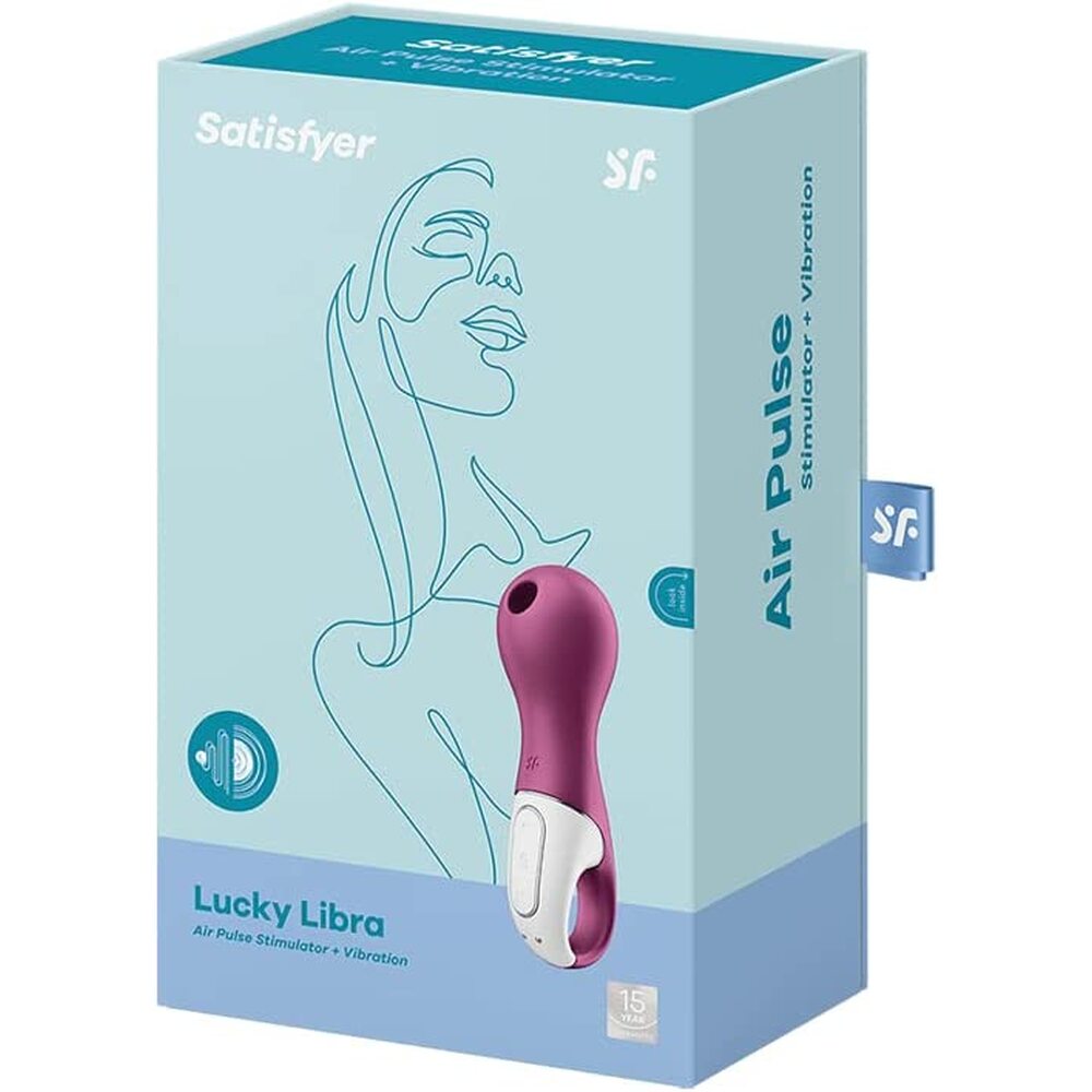 Satisfyer Lucky Libra air pulse stimulator packaging on a white background
