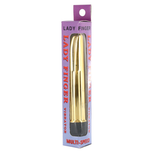 A 5.5-inch gold-colored classic rocket-style vibrator with a twist style control at its base.