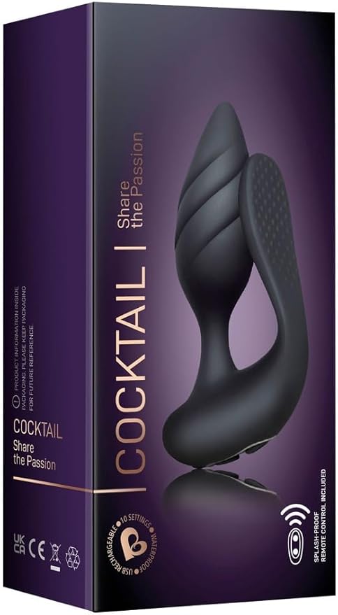 Sexual product packaging with 'Cocktail' branding on a purple background