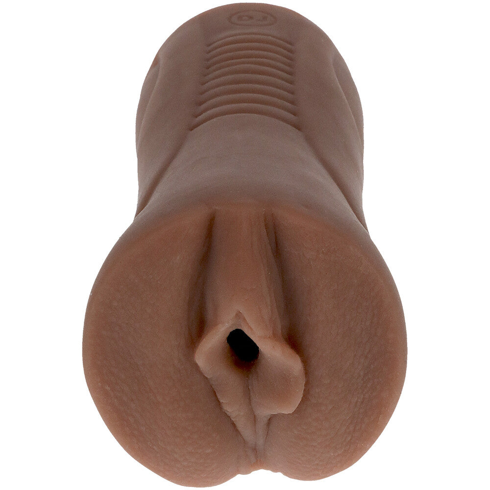 Honey Gold Signature Stroker – lifelike ULTRASKYN handheld masturbator moulded from adult star Honey Gold with tight, textured interior for male pleasure.
