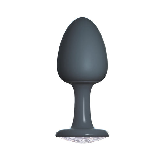 Dark gray egg-shaped object on a white background