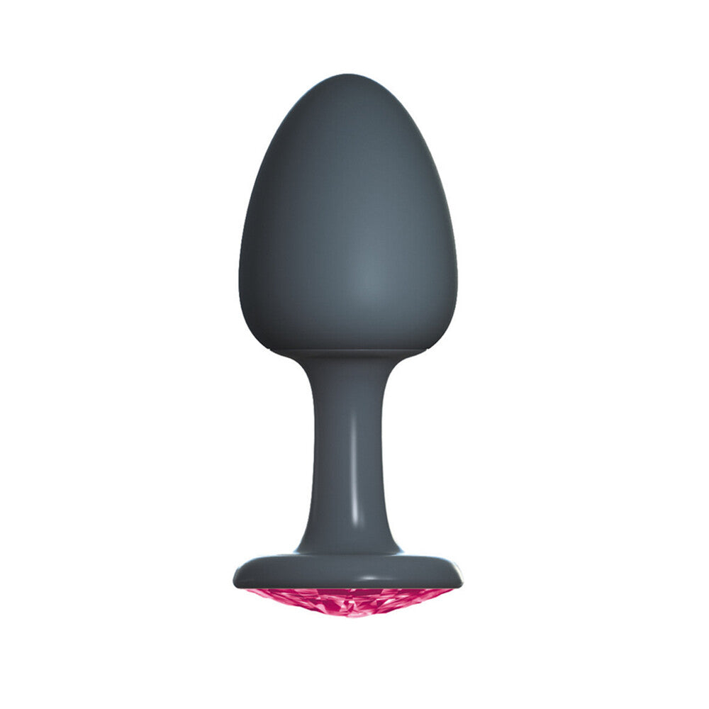 Gray egg-shaped object with a pink base on a white background