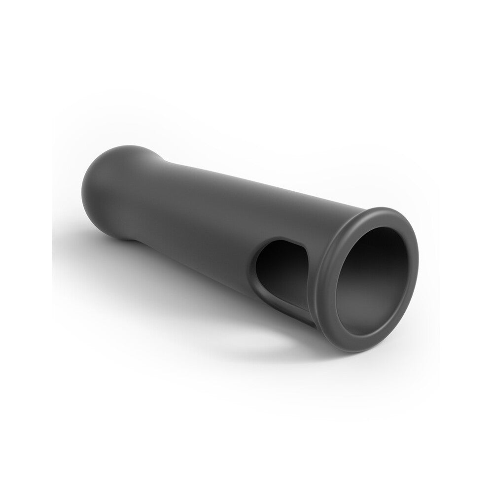 Black cylindrical object on a white background