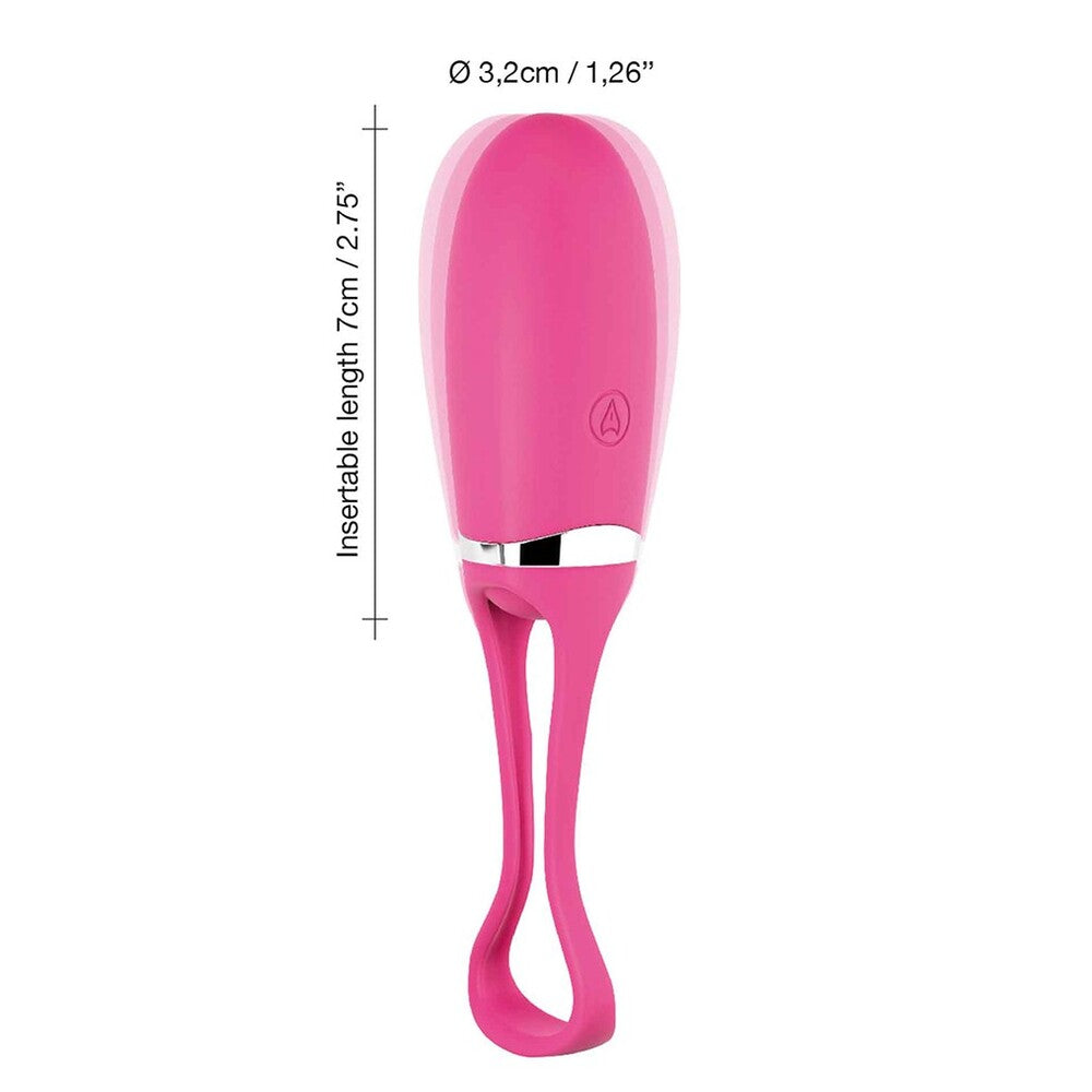 Pink personal care device with measurements on a white background