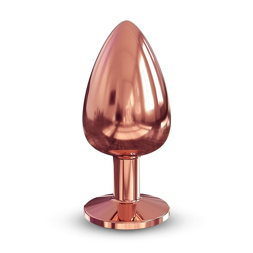 Rose gold butt plug on a white background