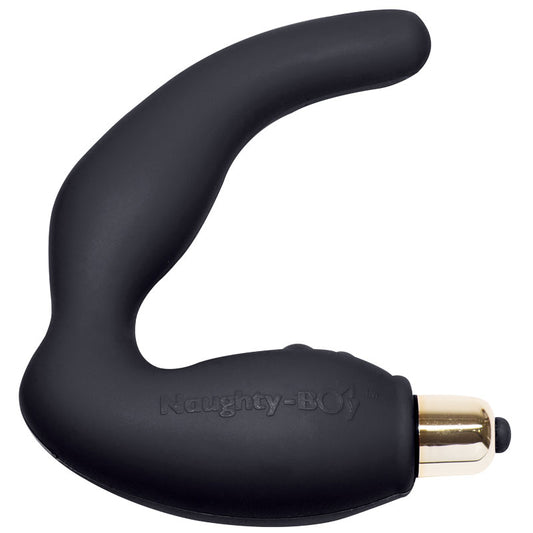 Black curved device with 'Naughty-BOY' branding on a white background