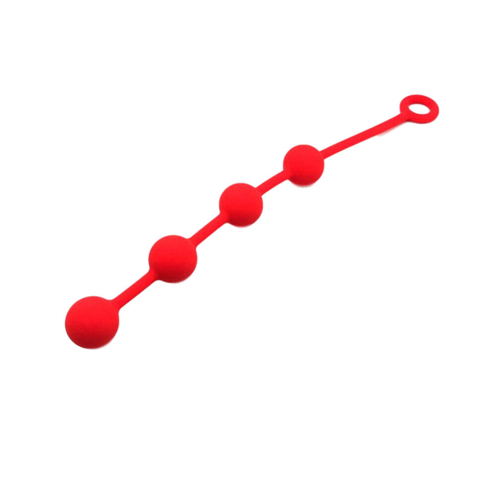 Red ball chain on a white background