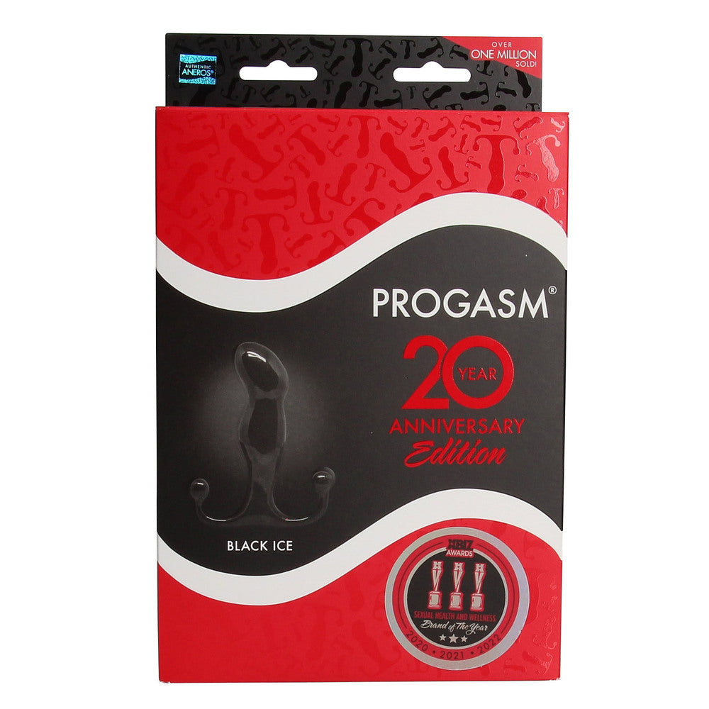 PROGASM 20th Anniversary Edition packaging with black product on red and black background