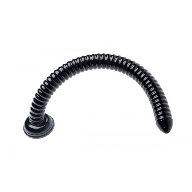 Black flexible hose on a white background