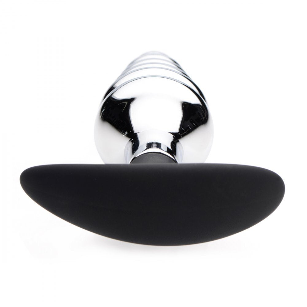 Black and chrome door handle on a white background