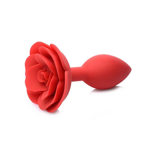 Red rose-shaped object on a white background