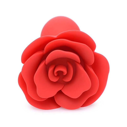 Red rose-shaped object on a white background