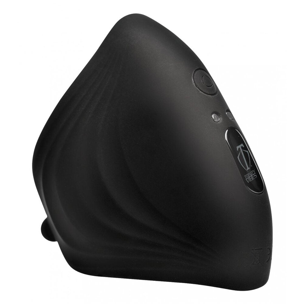 Black electronic device with a sleek design on a white background