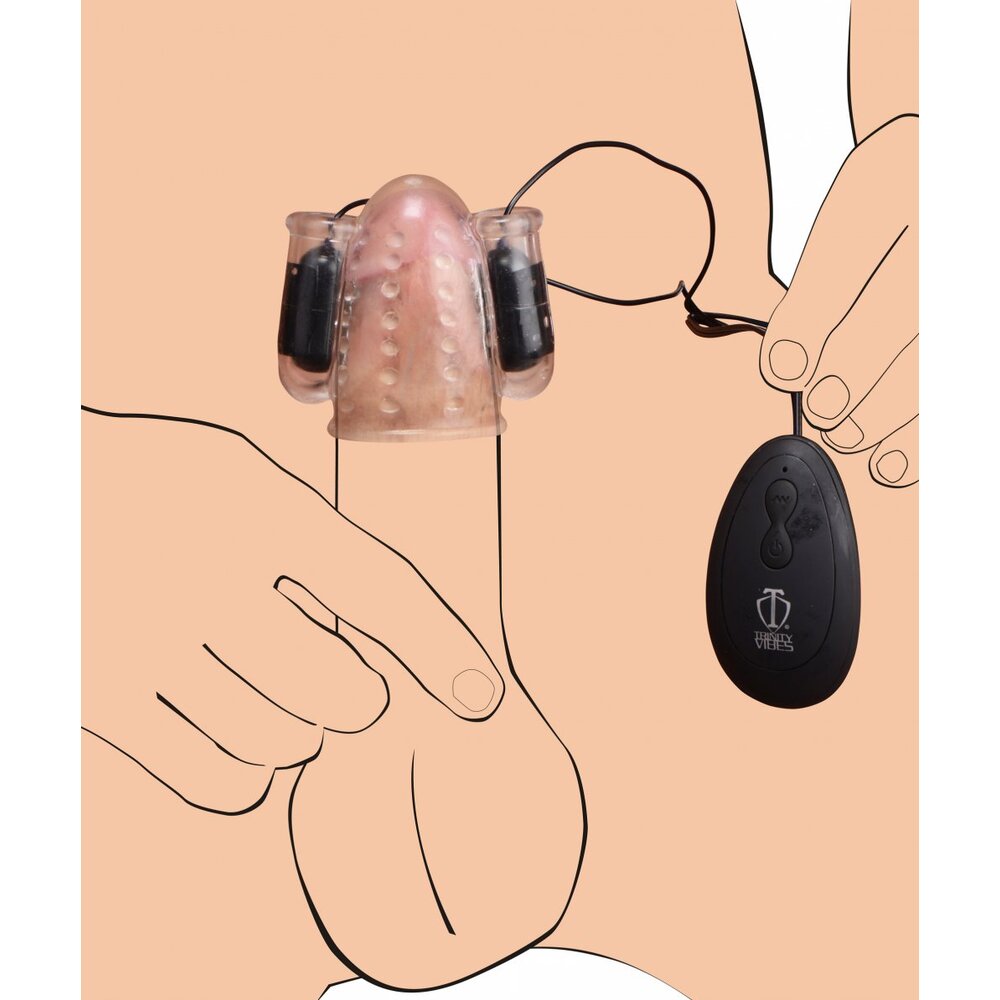 Illustration of a hand holding a hearing aid and its receiver.