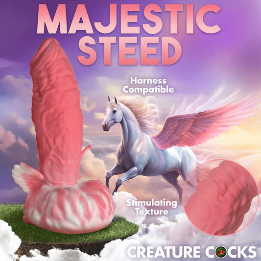 Product packaging for 'Majestic Steed' with a winged horse and pink harness-compatible device.