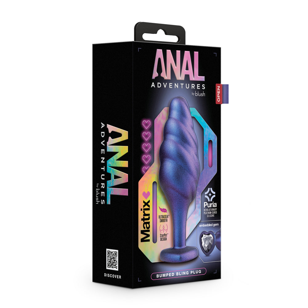 Box of 'Anal Adventures' product with purple object on a white background