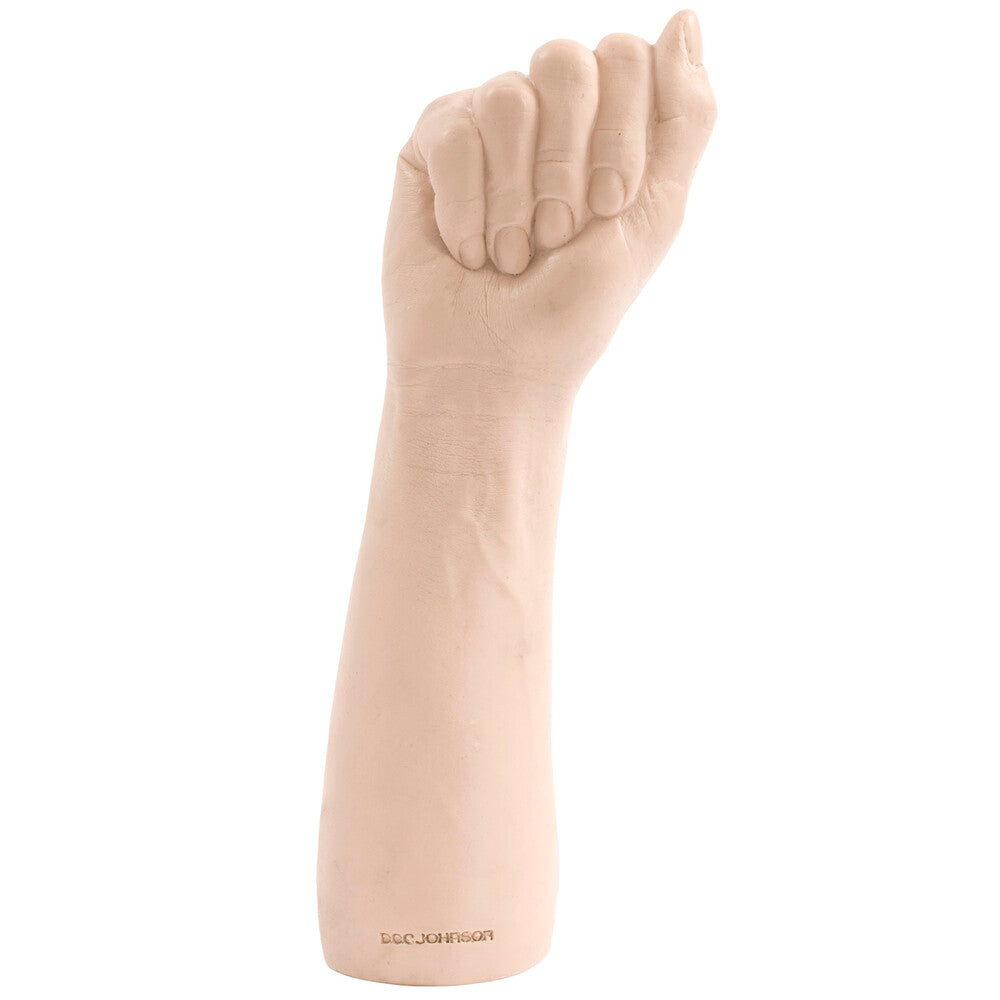 Beige rubber glove on a white background