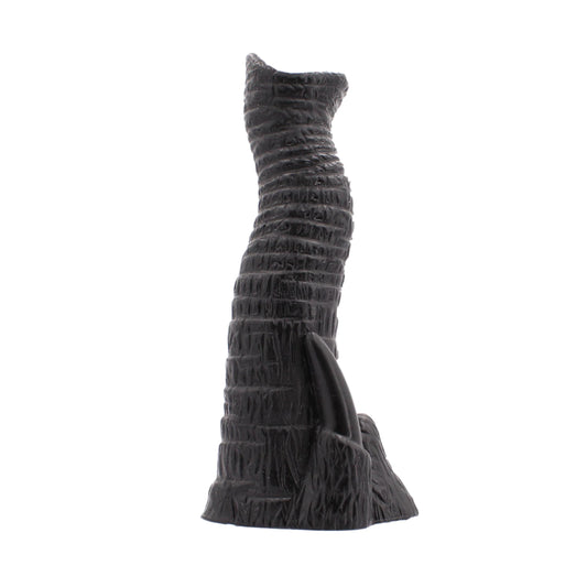 Dark gray textured object on a white background